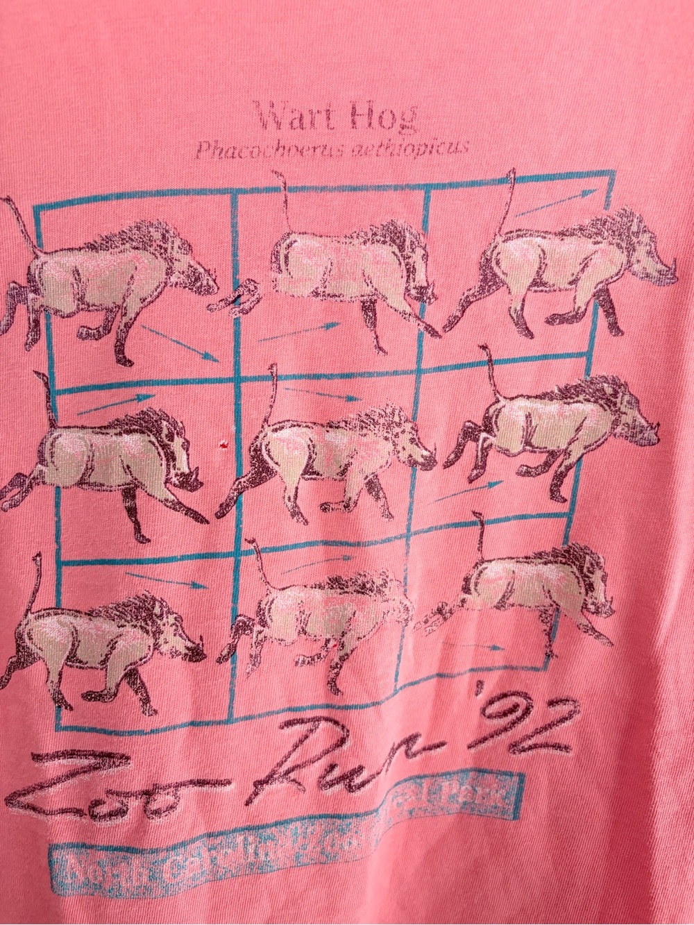 True Vintage worn Coca Cola Pink 'Zoo Run '92' Graphic Tee - Picture 7 of 7